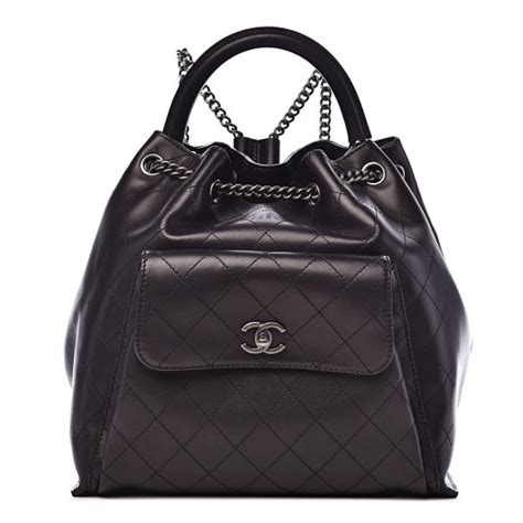 chanel urban luxury drawstring backpack|Chanel black and white handbags.